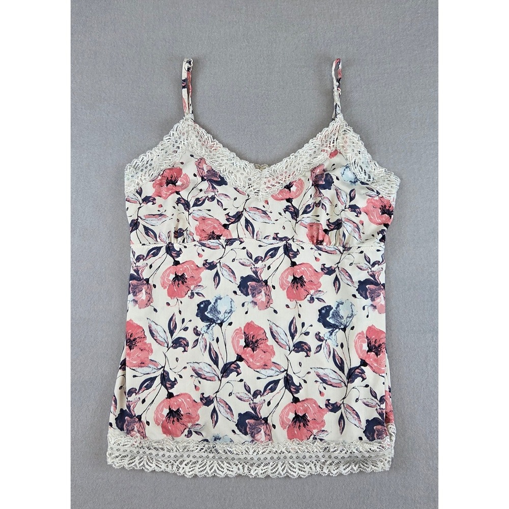 Floral Lace Trim Camisole Layering Tank Top Size Medium Romantic Jessica Simpson